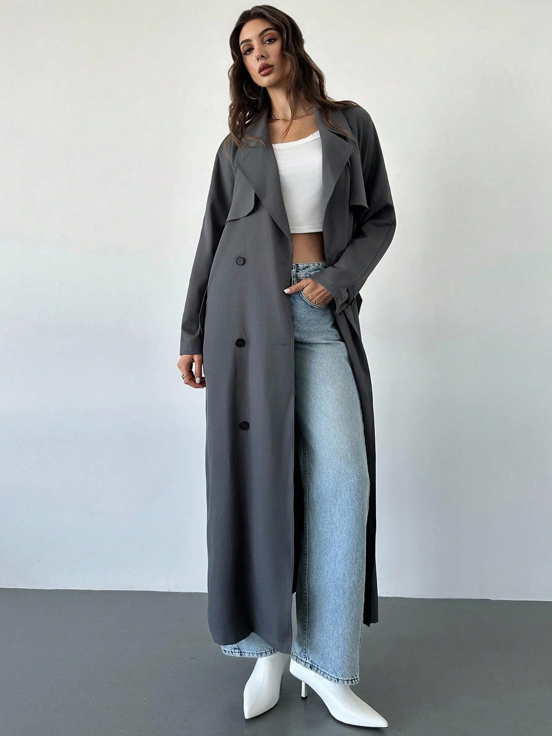 Trench SHEIN, gri