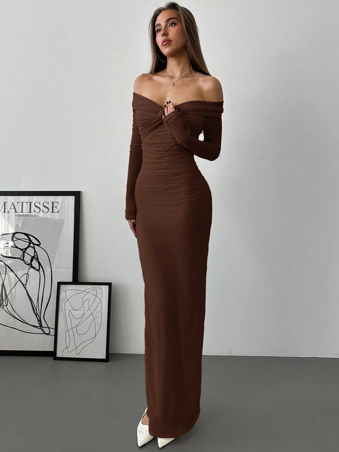 Rochie maxi SHEIN, maro