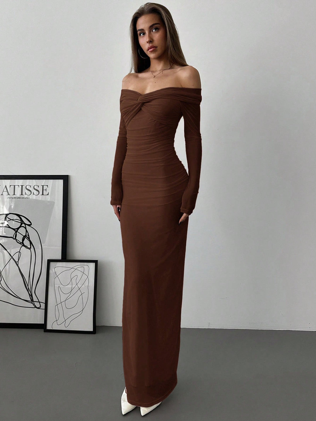 Rochie maxi SHEIN, maro