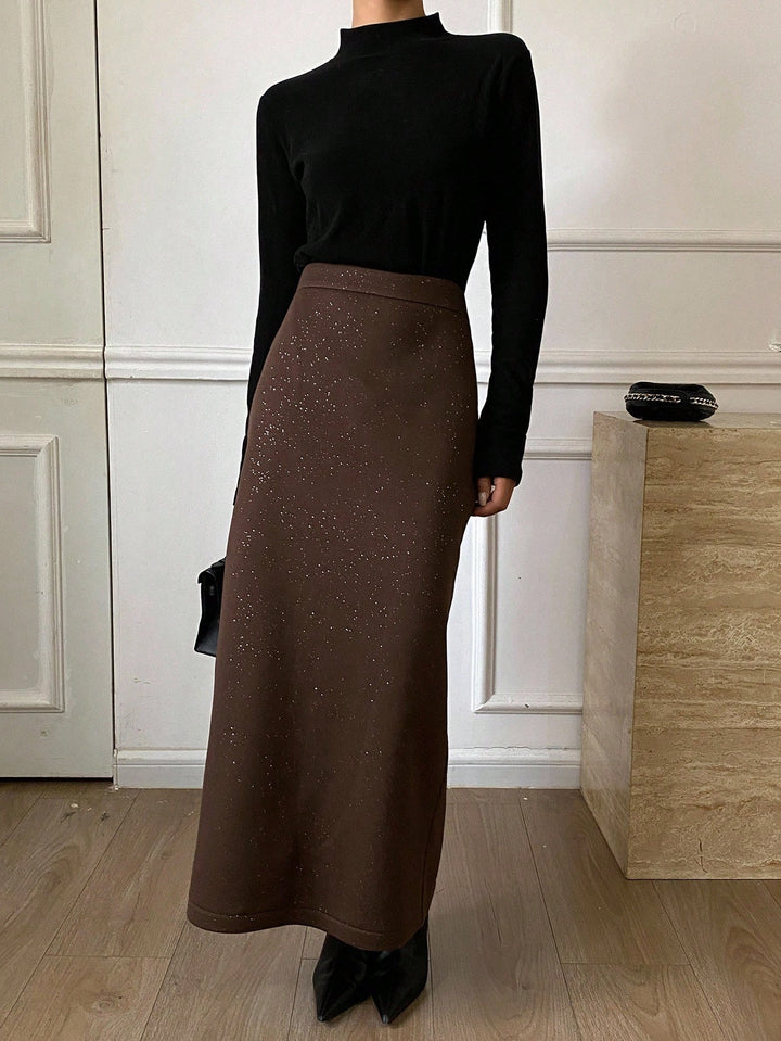 Shein maxi szoknya, barna
