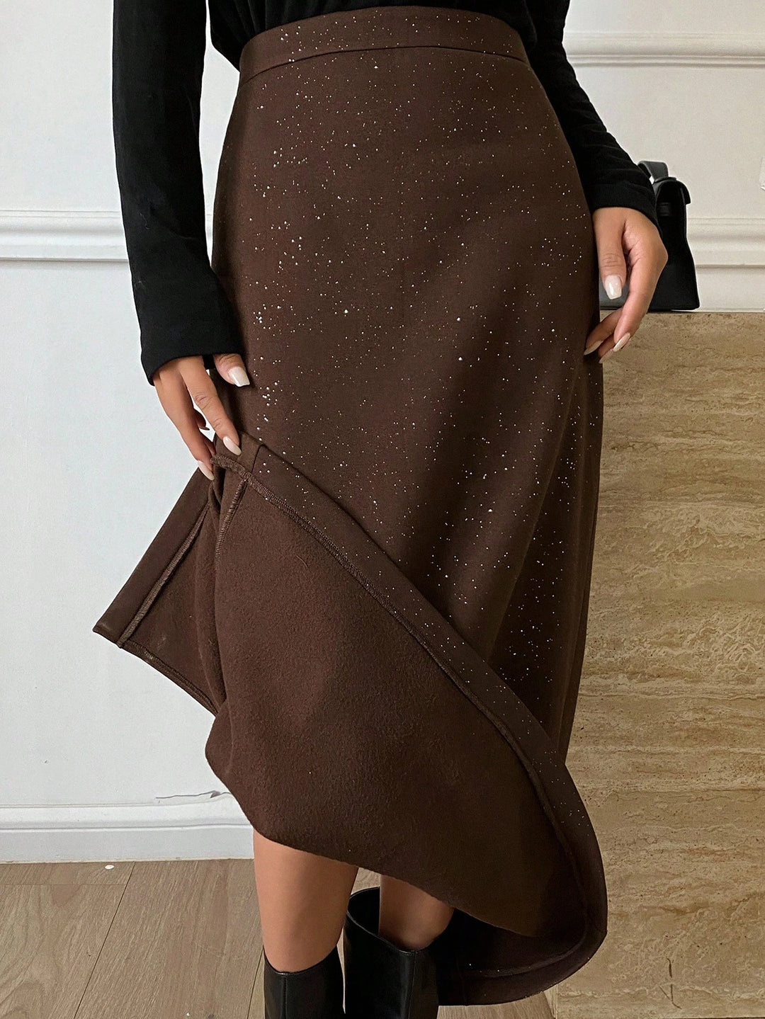 Shein maxi szoknya, barna