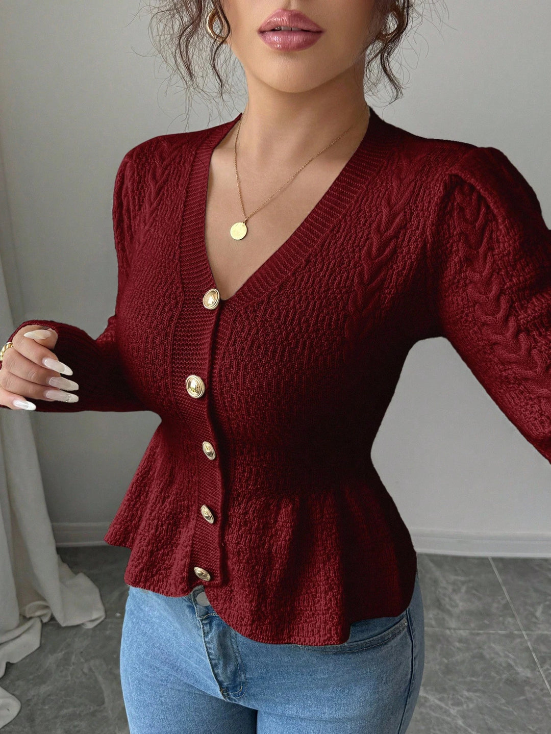 Cardigan SHEIN, cărămiziu