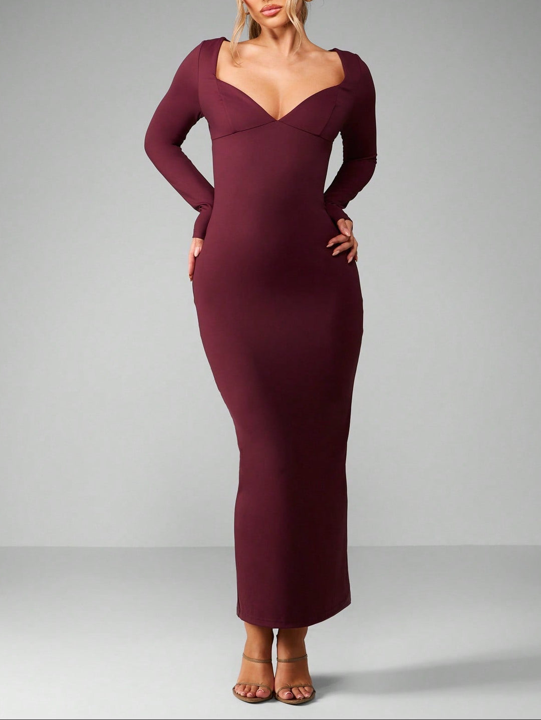 SHEIN bordó maxi ruha