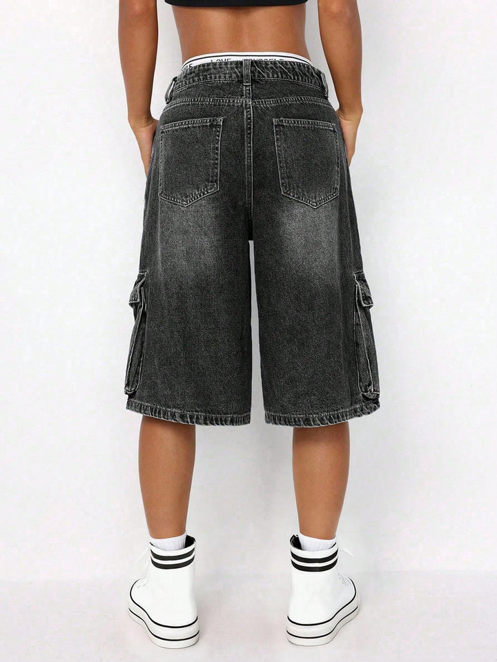 Pantaloni scurți de blugi SHEIN, gri
