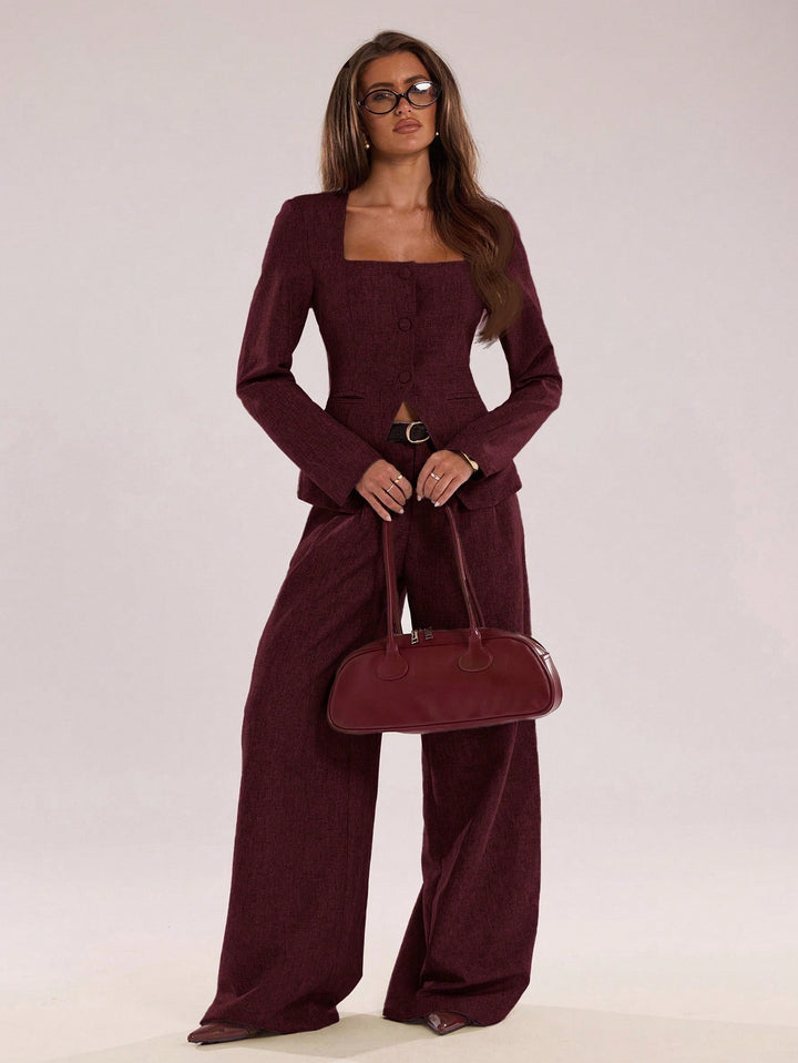 Pantalon SHEIN, vișiniu