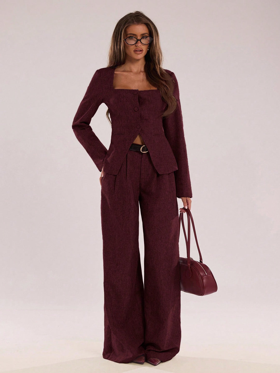 Pantalon SHEIN, vișiniu