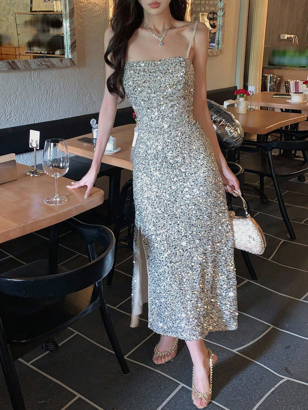 SHEIN maxi ruha, ezüst