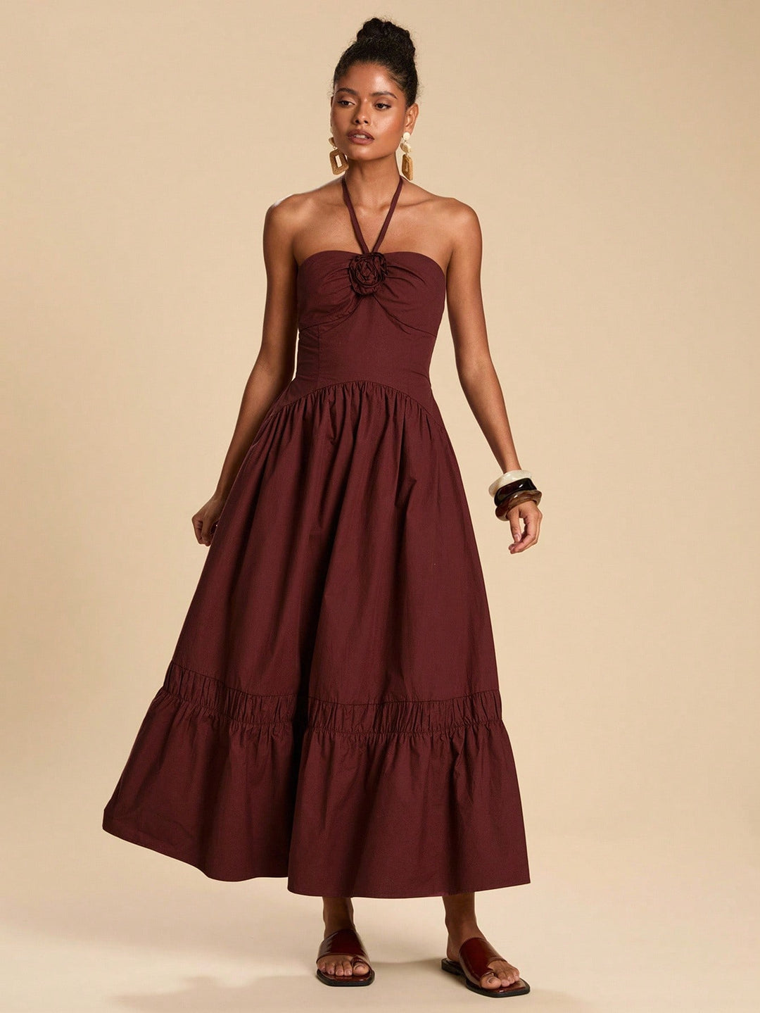Rochie maxi SHEIN, maro
