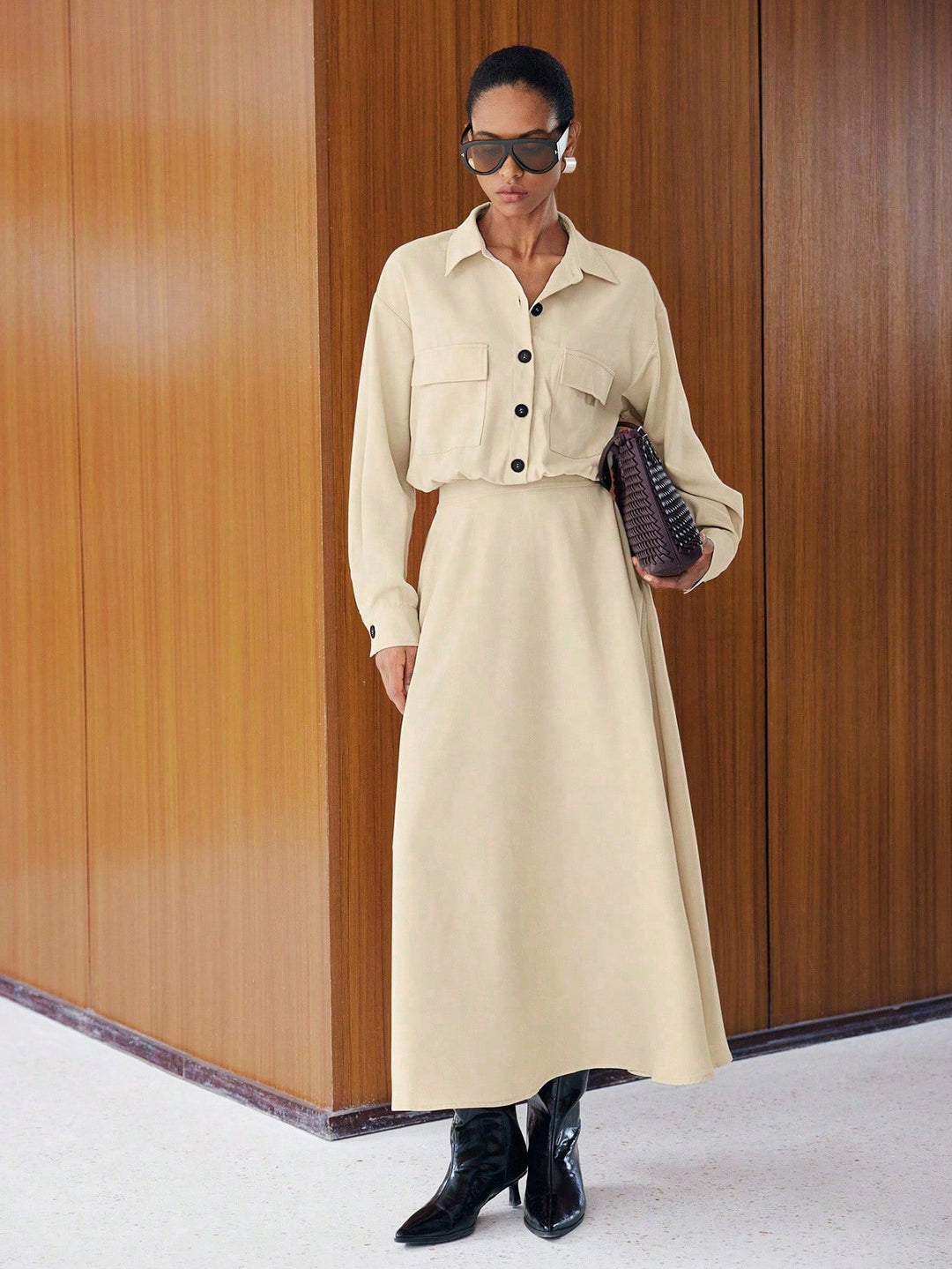 SHEIN maxi ruha, khaki