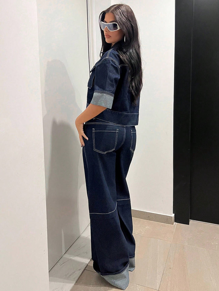 Jachetă din denim SHEIN, albastru