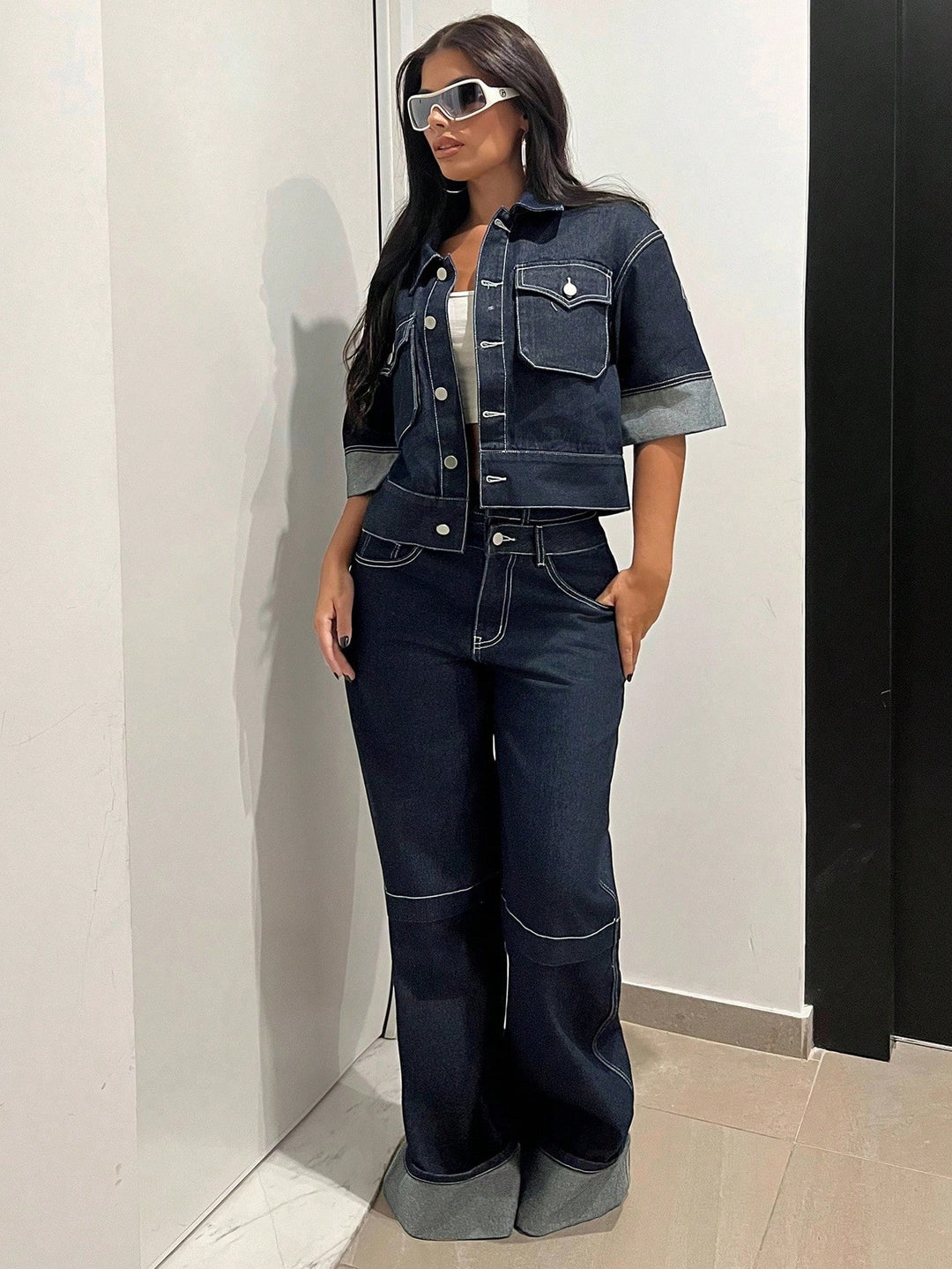 Jachetă din denim SHEIN, albastru