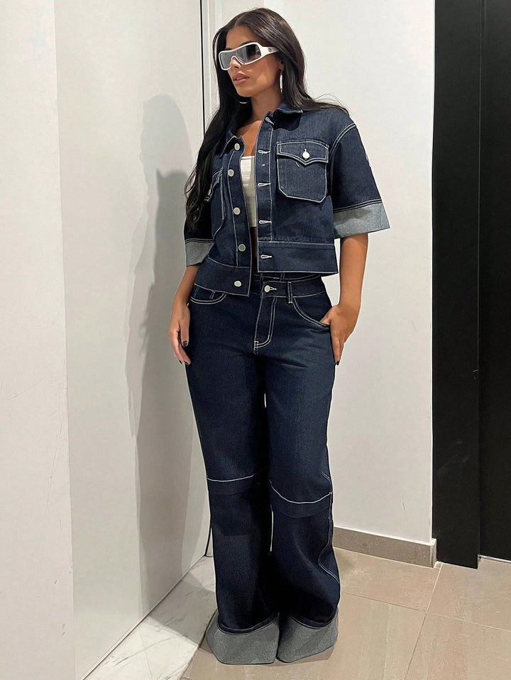 Jachetă din denim SHEIN, albastru