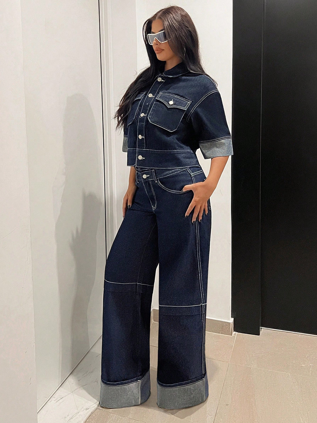 Jachetă din denim SHEIN, albastru