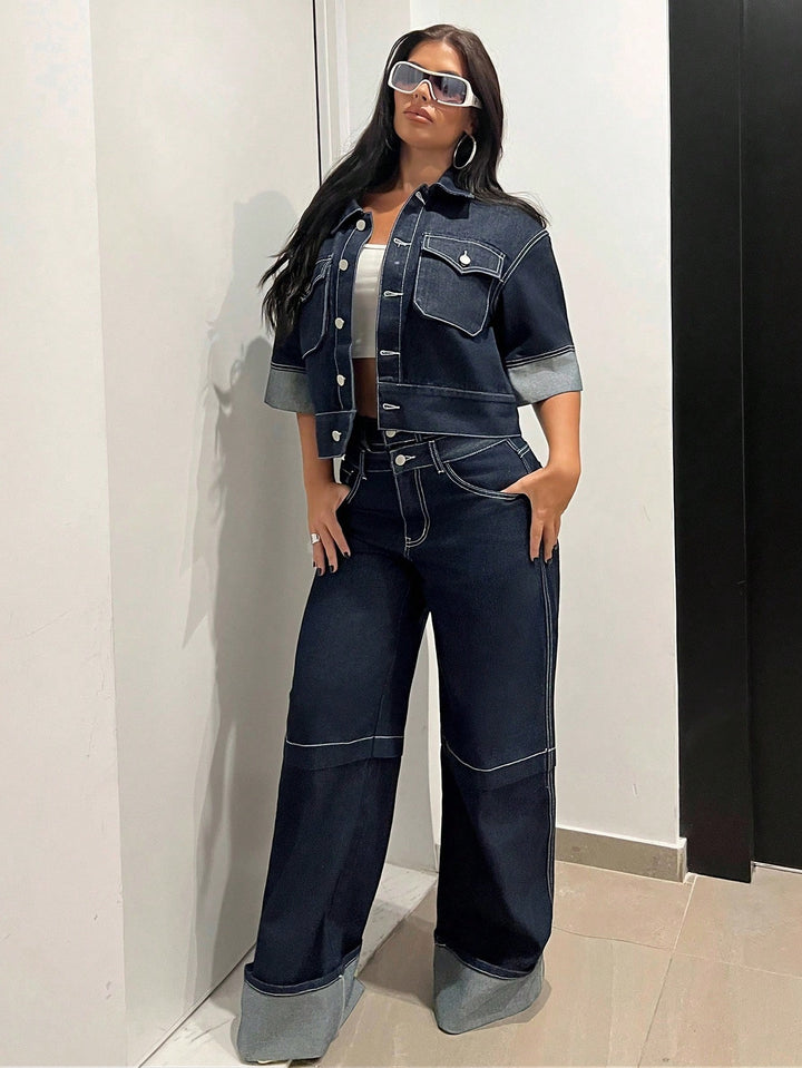 Jachetă din denim SHEIN, albastru