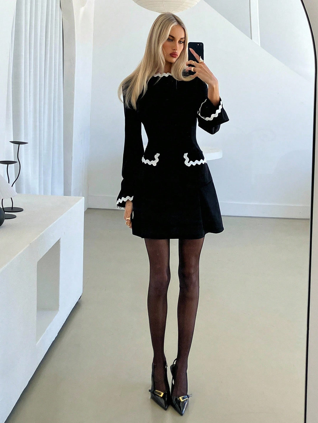 SHEIN fekete miniruha