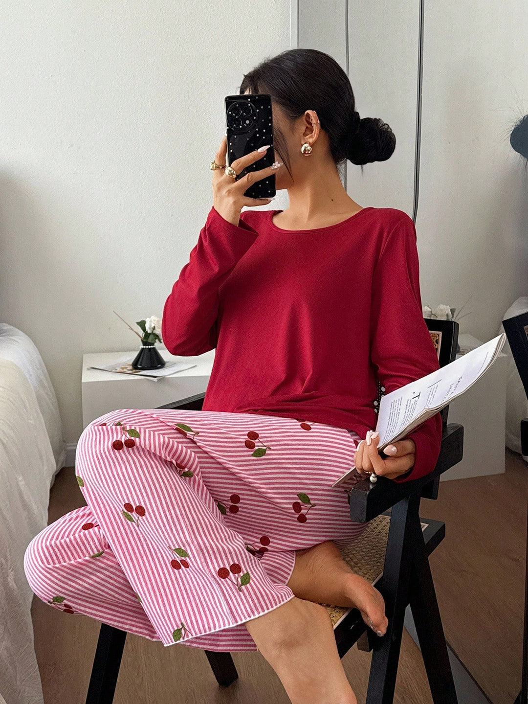 Pijama SHEIN, vișiniu