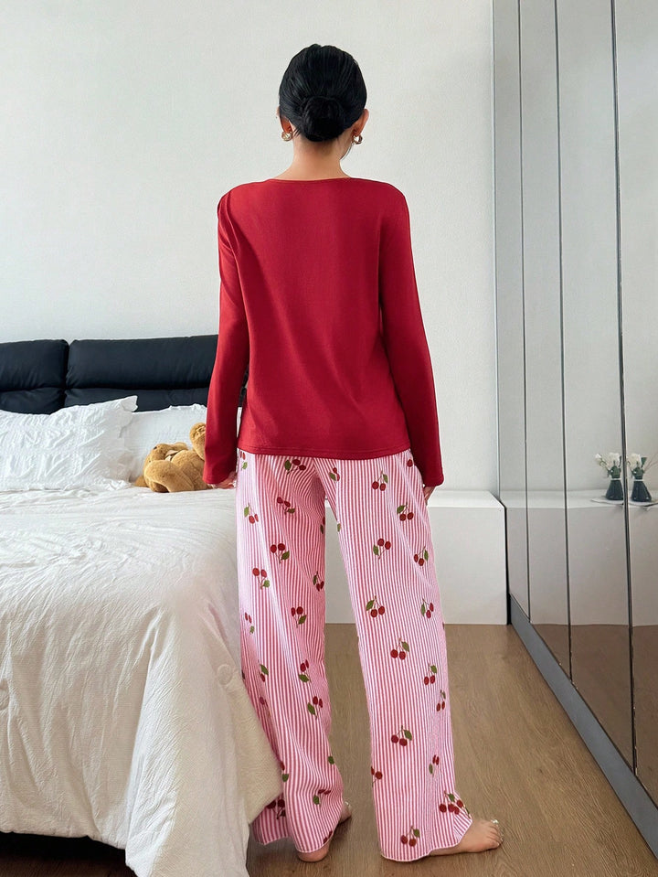 Pijama SHEIN, vișiniu