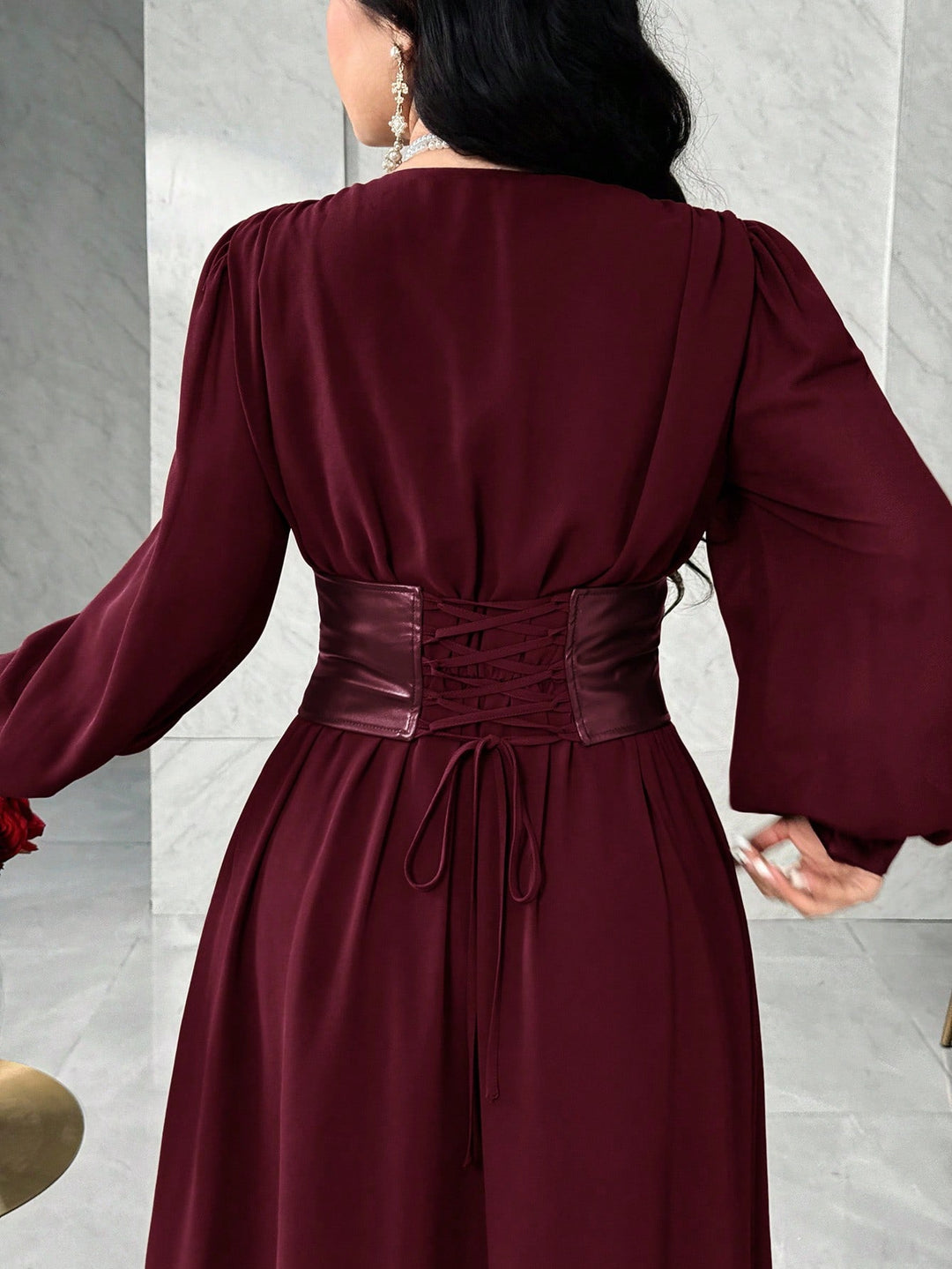 SHEIN maxi ruha, bordó