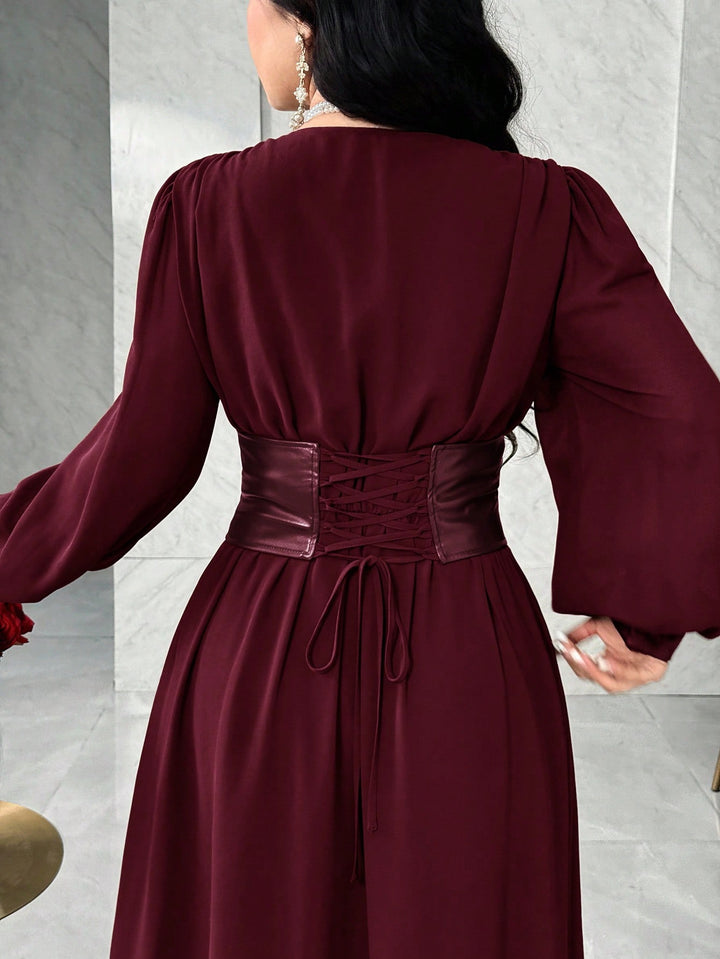 SHEIN maxi ruha, bordó
