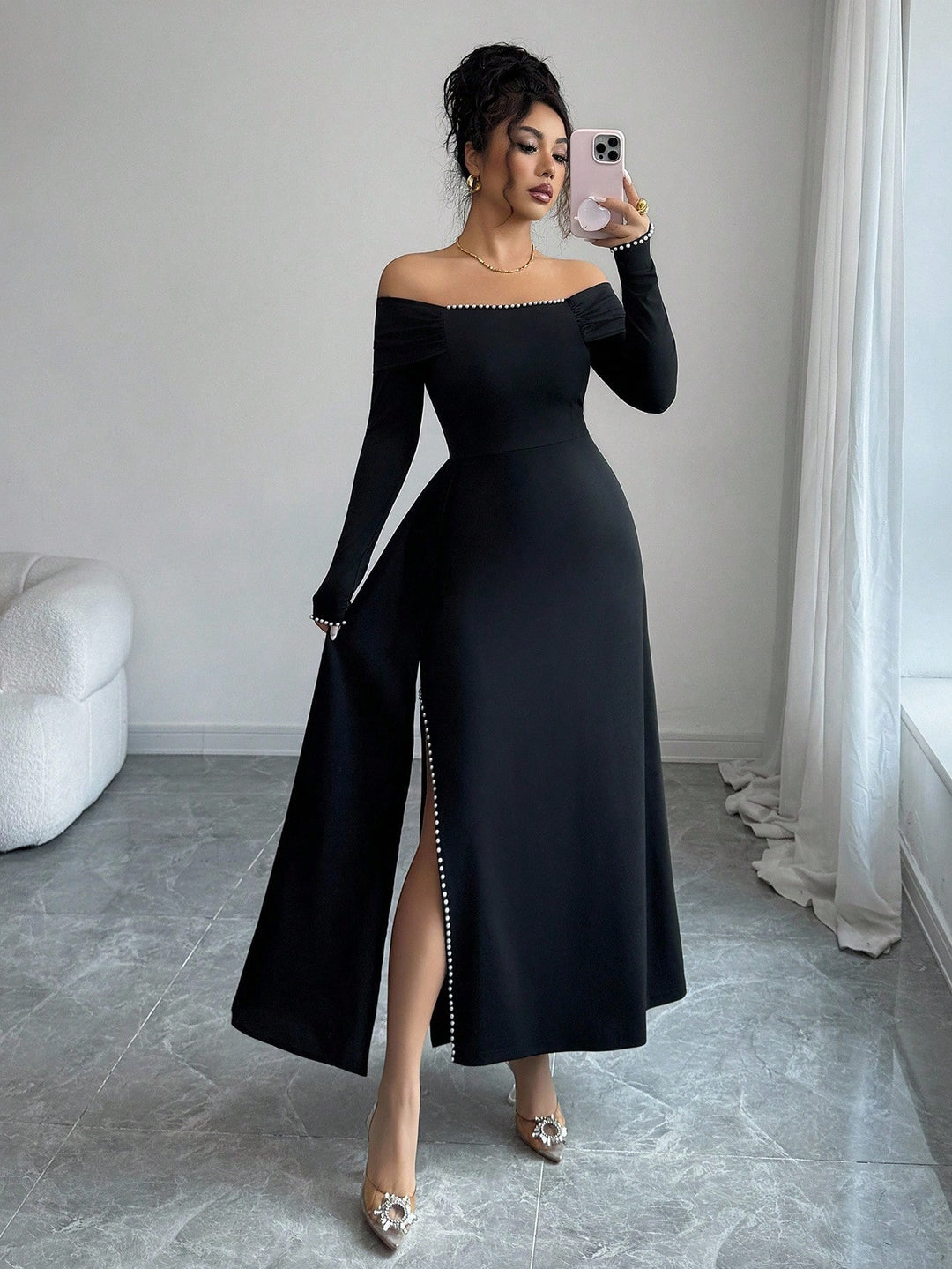 SHEIN maxi ruha, fekete
