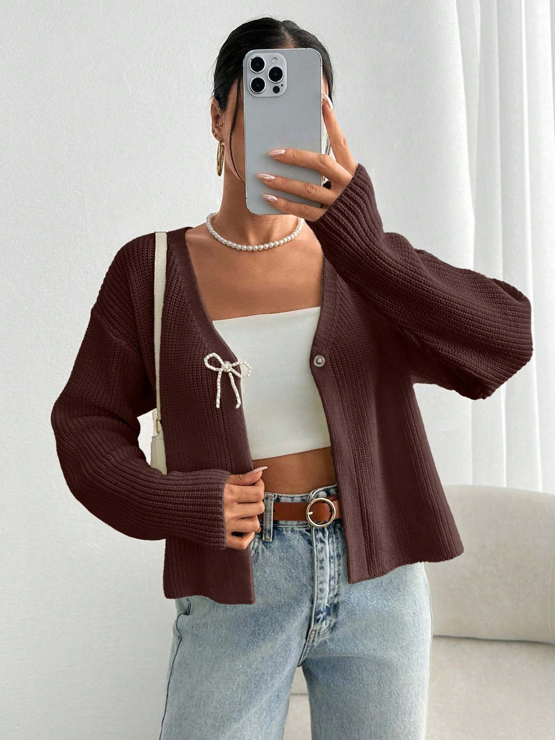 Cardigan SHEIN, maro