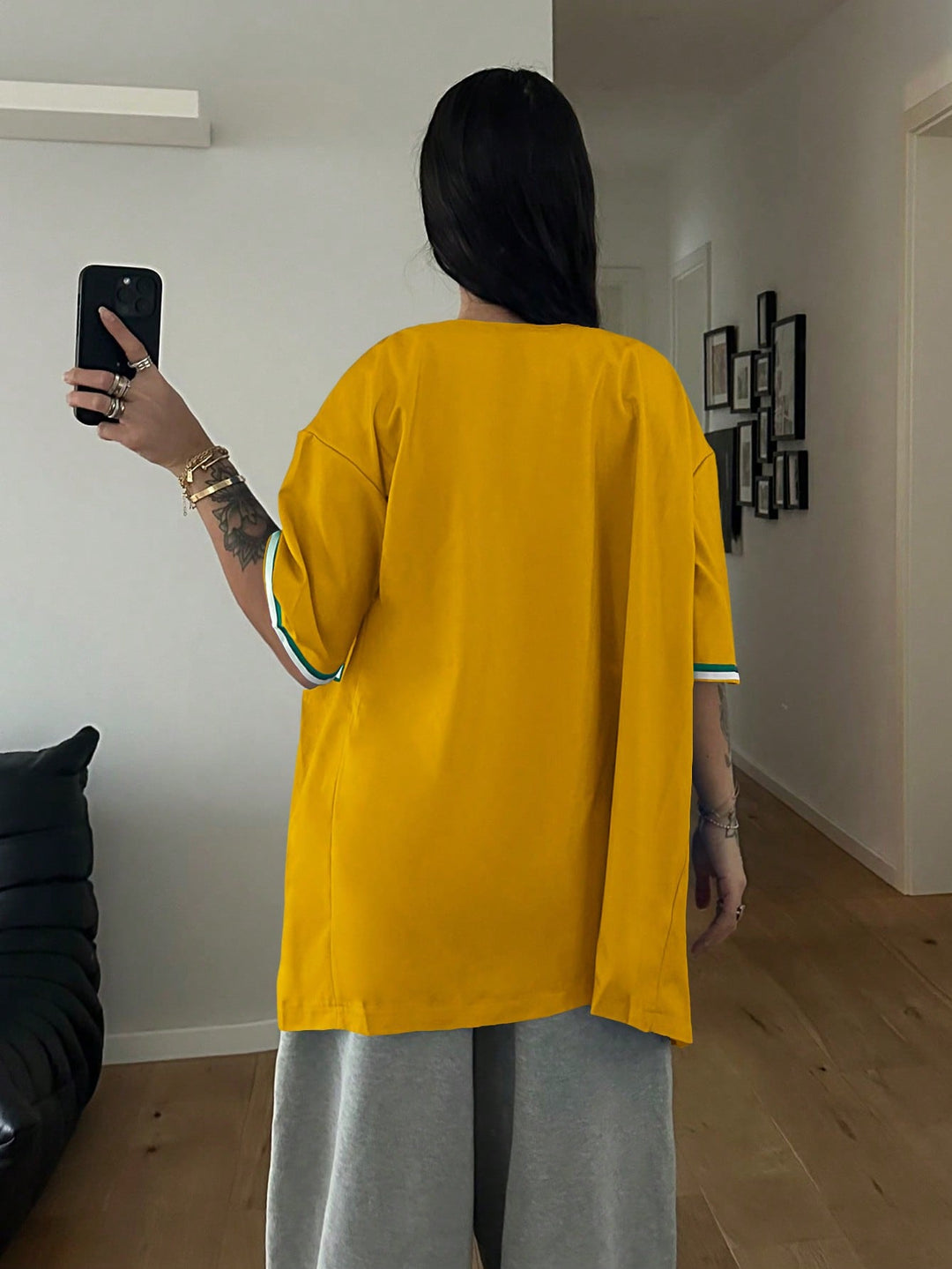 SHEIN rövid ujjú ing, sárga