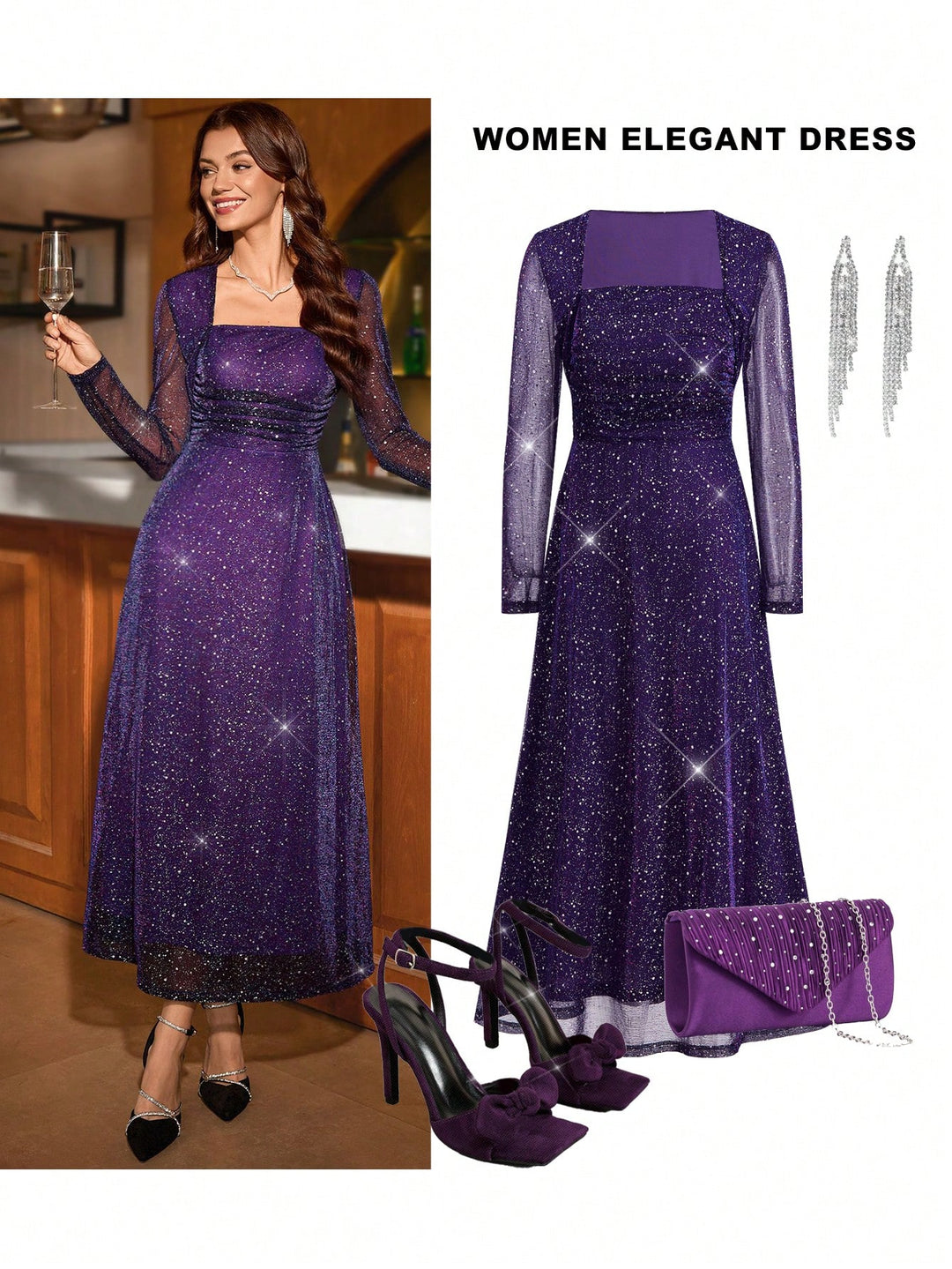 SHEIN maxi ruha, lila