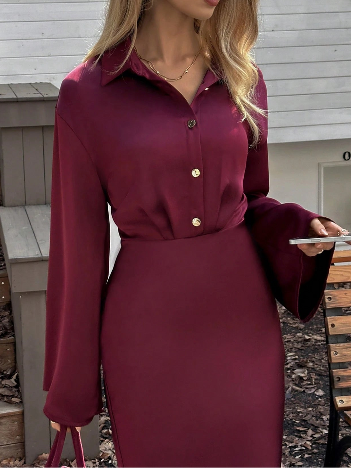SHEIN maxi ruha, bordó