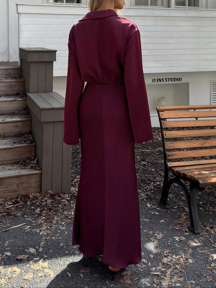 SHEIN maxi ruha, bordó