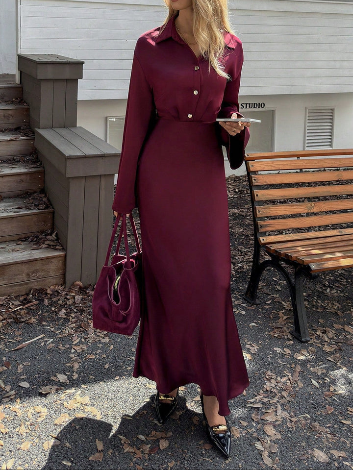 SHEIN maxi ruha, bordó