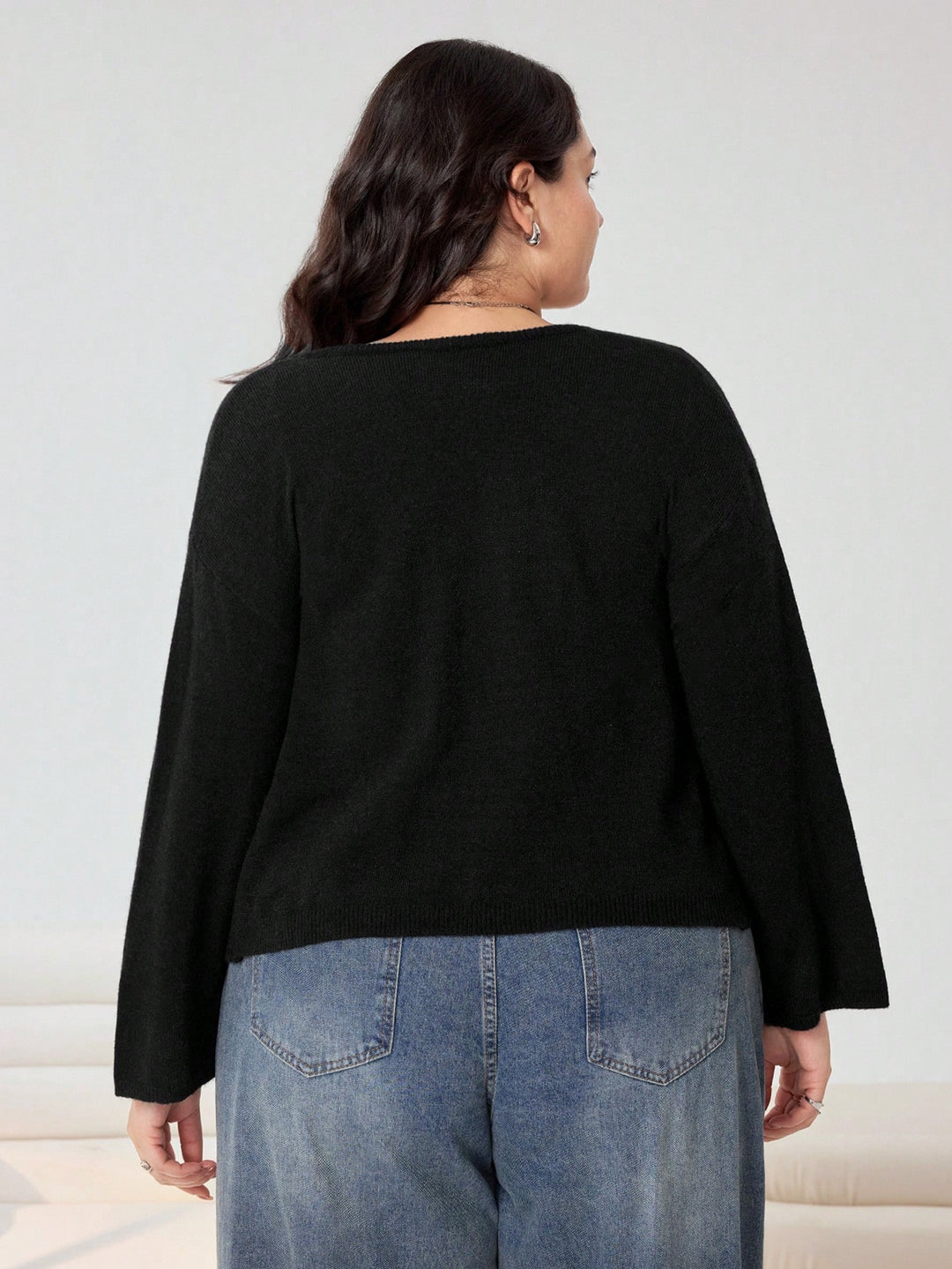 Cardigan Shein Curve+, negru