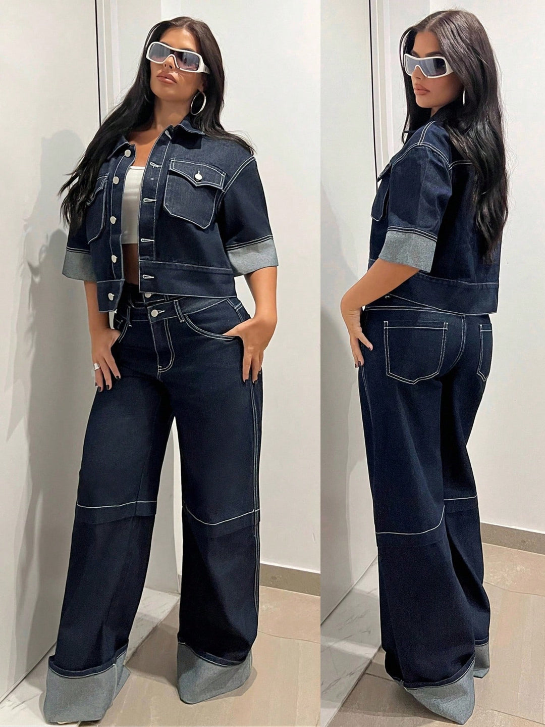 Jachetă din denim SHEIN, albastru