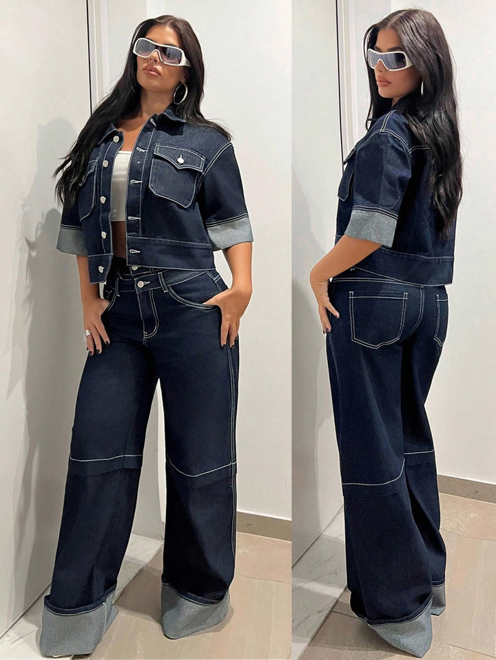 Jachetă din denim SHEIN, albastru