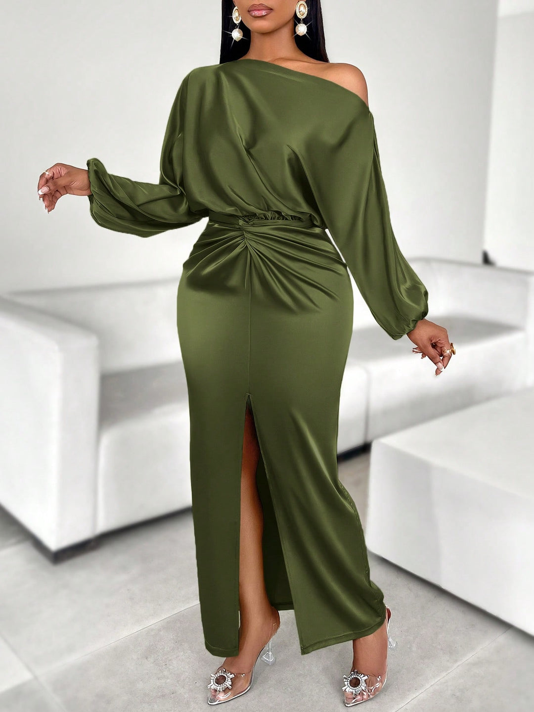 SHEIN maxi ruha, khaki