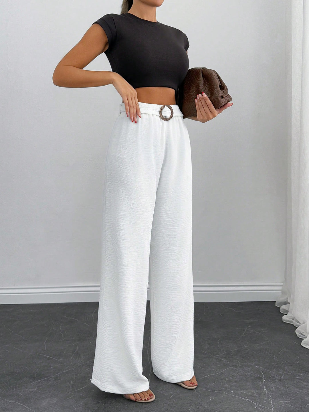 Pantaloni SHEIN, alb