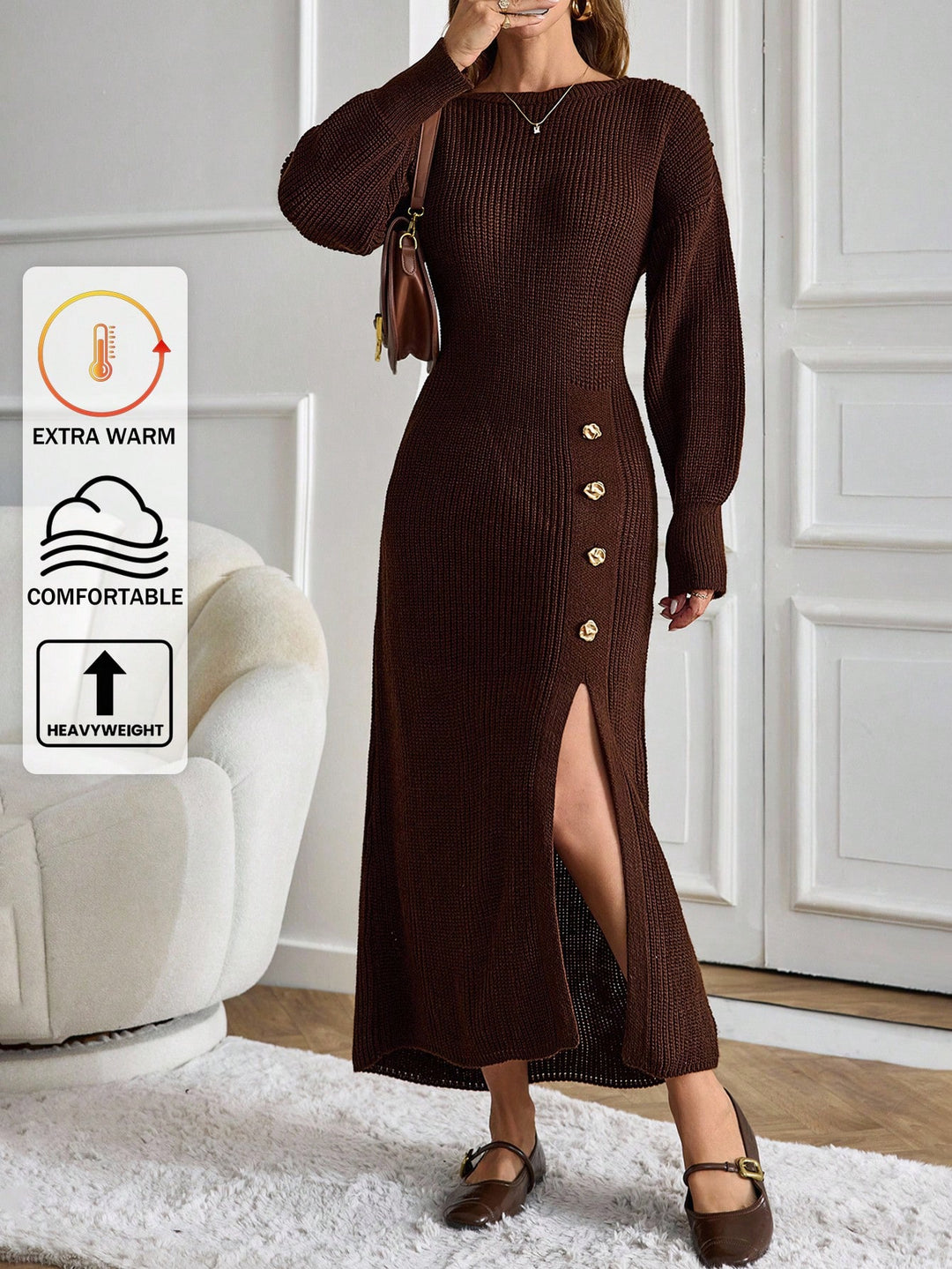 Rochie maxi SHEIN, maro