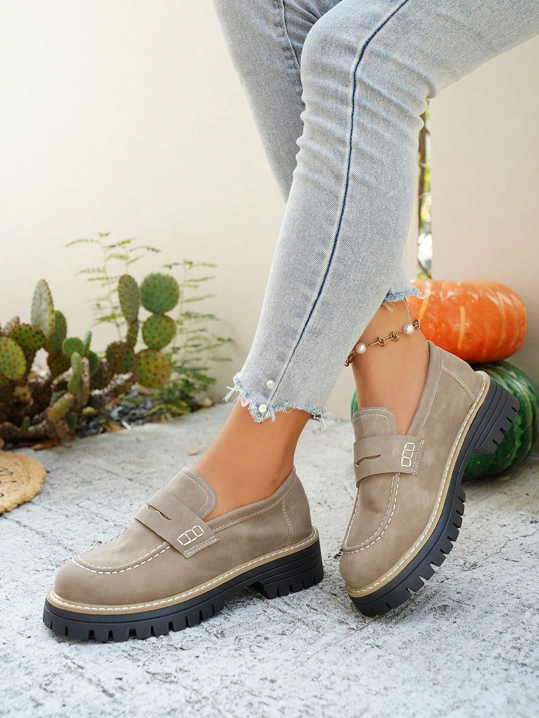 Mocasini SHEIN, kaki