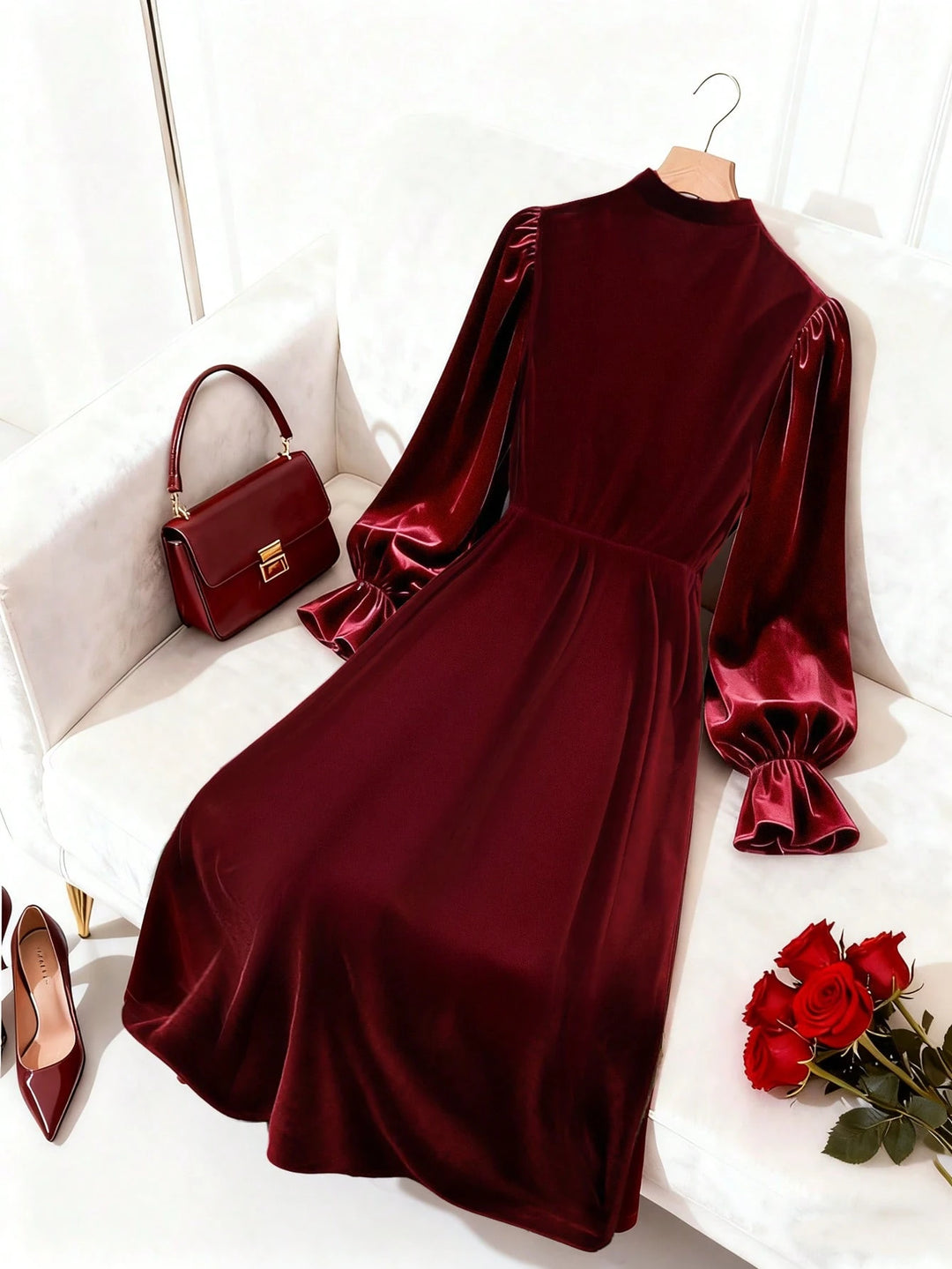 Shein maxi ruha, bordó