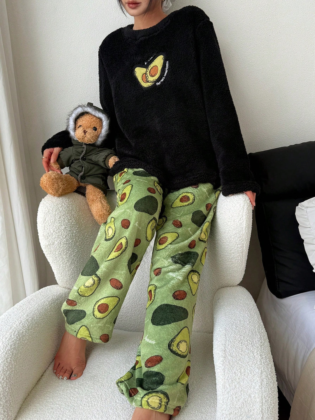 Bluză de pijama SHEIN, negru