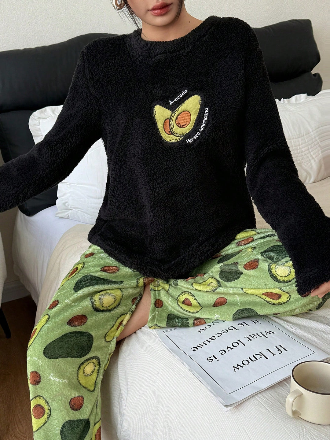Bluză de pijama SHEIN, negru
