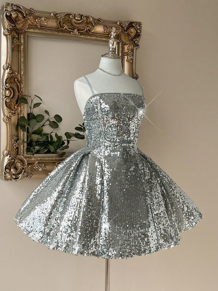 Rochie mini Shein, argintiu