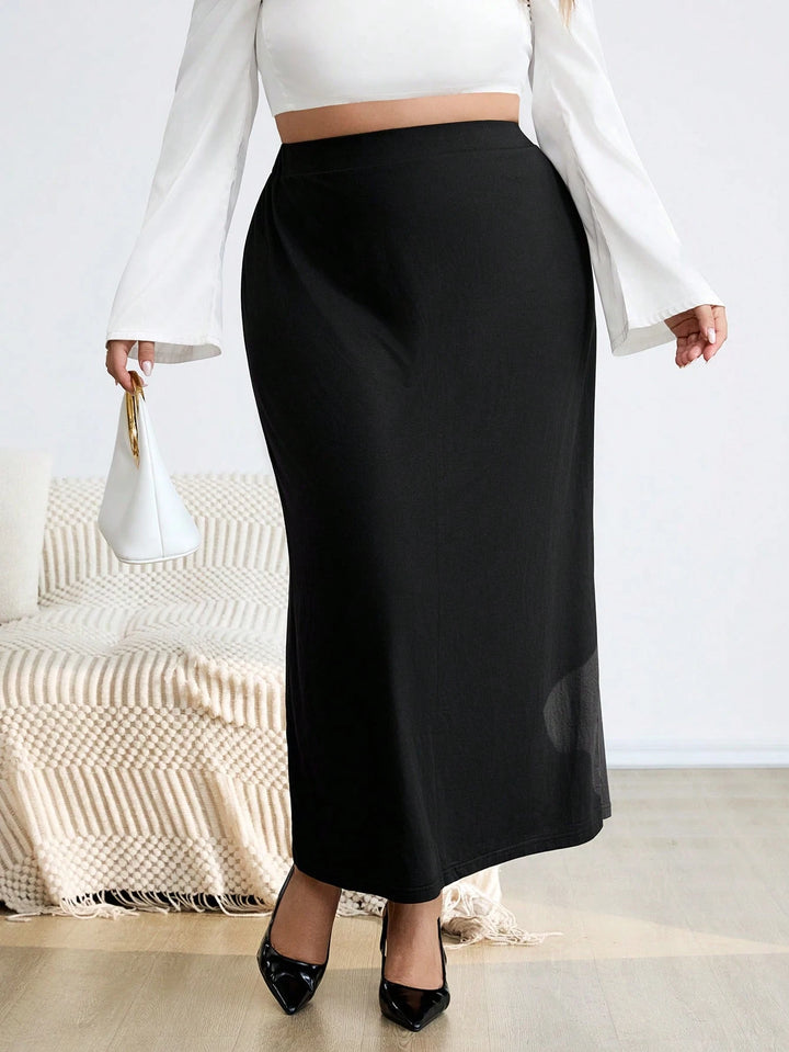 Shein Curve+ maxi szoknya, fekete