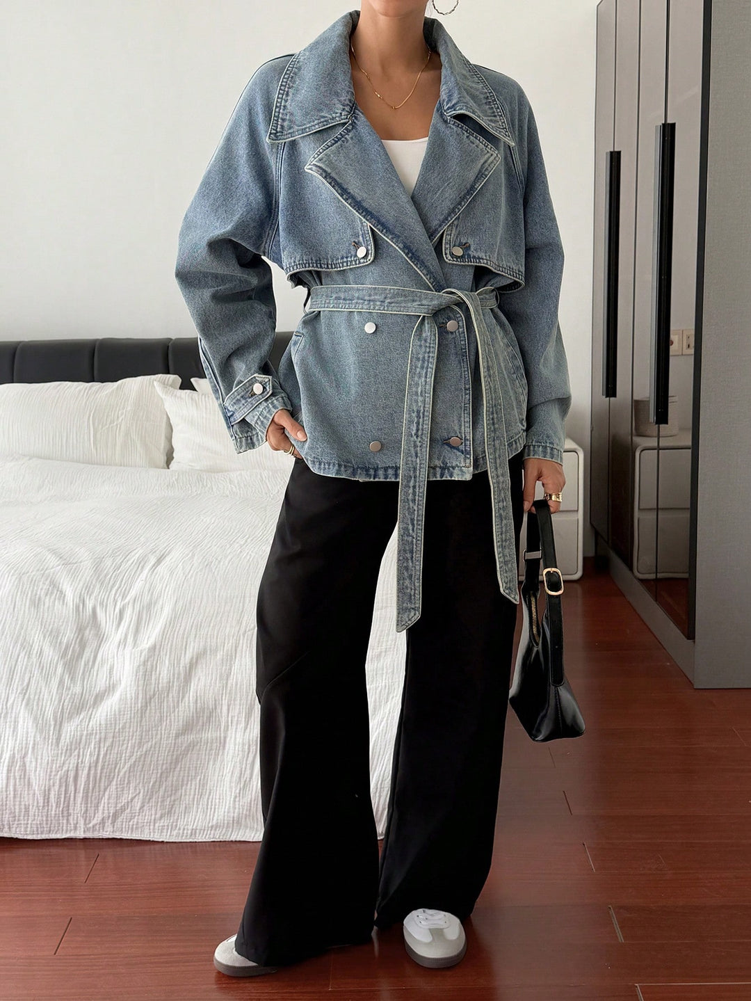 Jachetă denim SHEIN, albastru