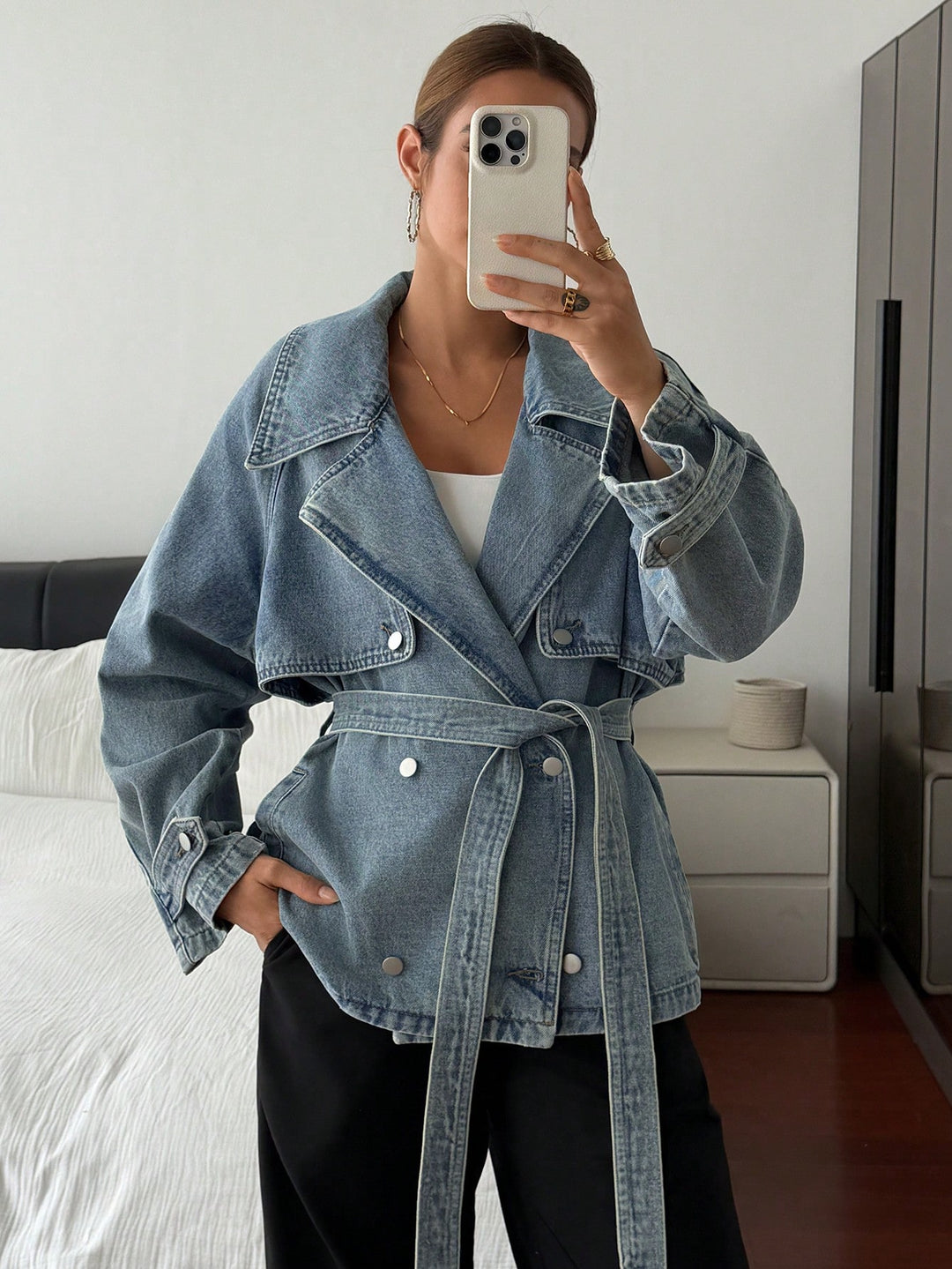 Jachetă denim SHEIN, albastru