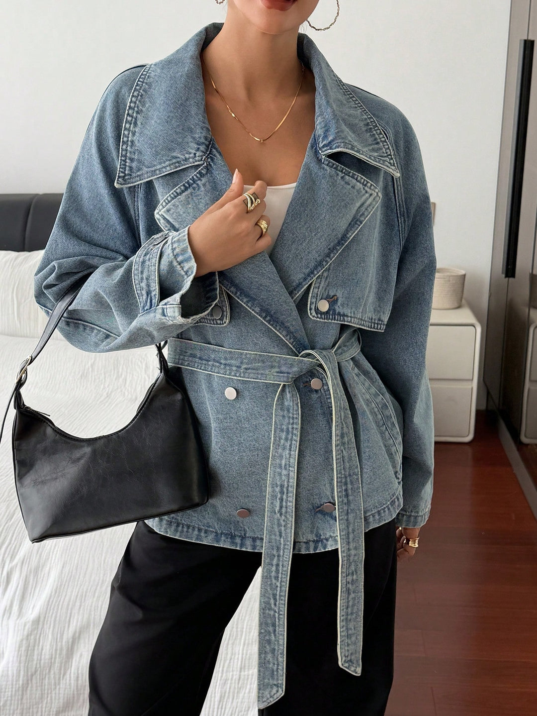 Jachetă denim SHEIN, albastru