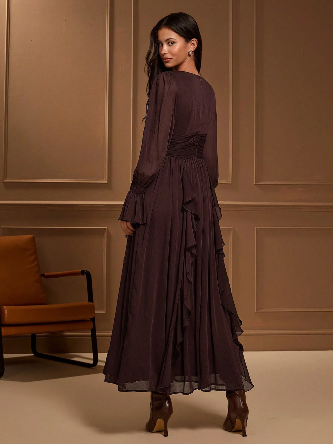 Rochie midi SHEIN, maro