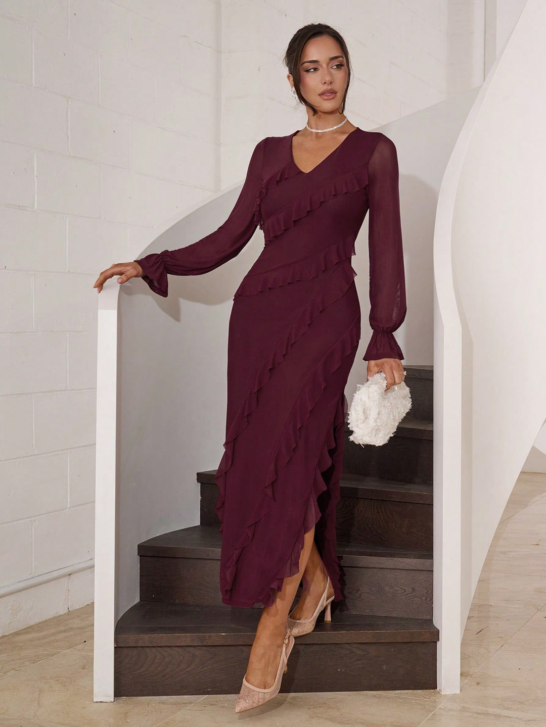 Rochie midi SHEIN, vișiniu