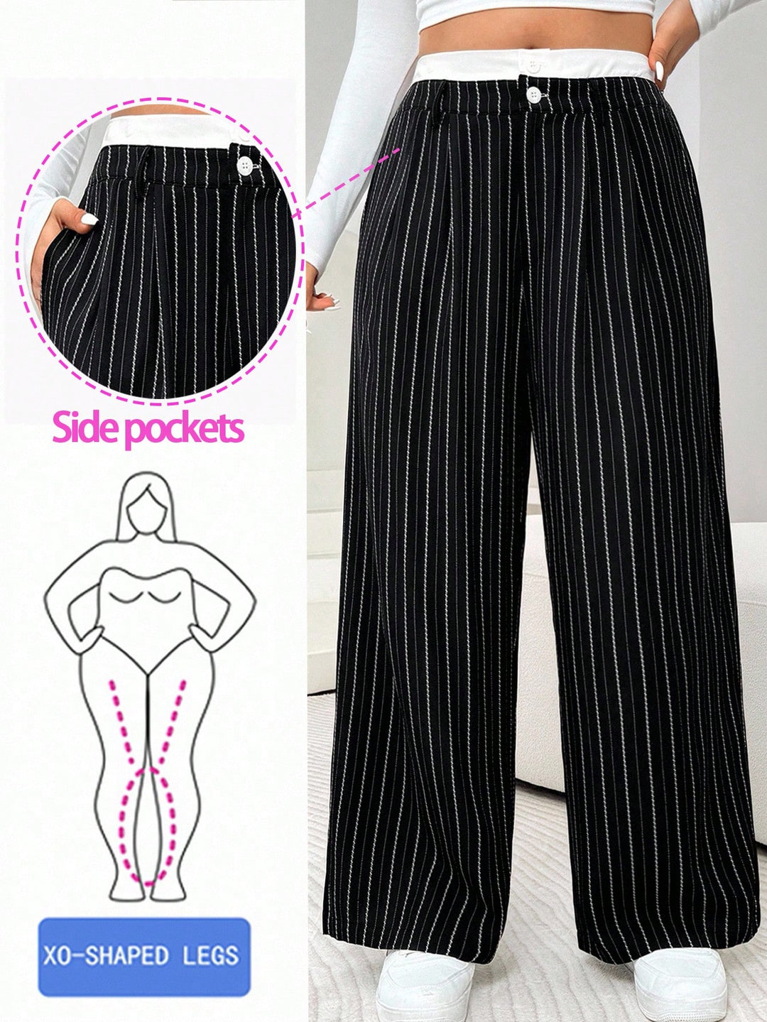 Pantalon de costum SHEIN, negru