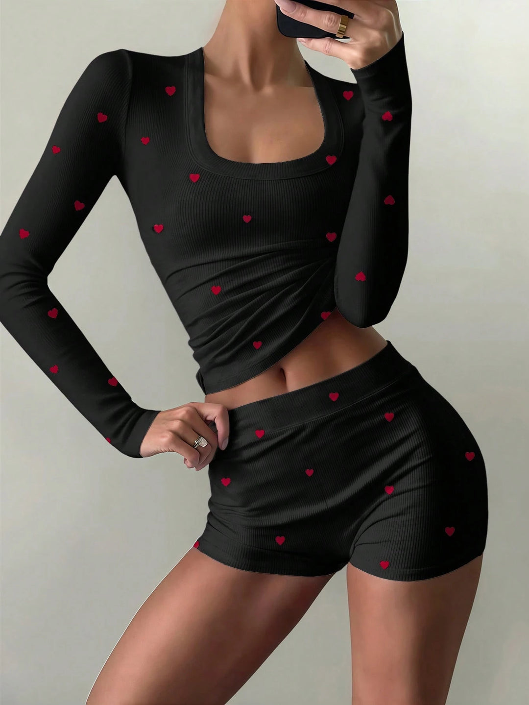 Compleu pijamale SHEIN, negru