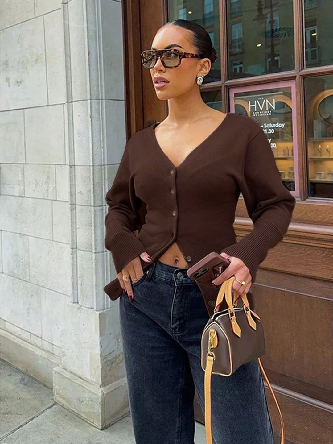 Cardigan SHEIN, maro